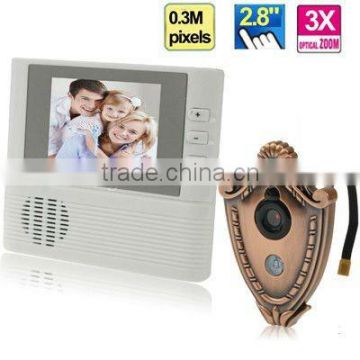 2.8 inch electronic peephole viewer with 3X digital zoom & doorbell function