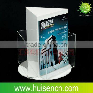 Revolving acrylic brochure holder ,plastic flyer display