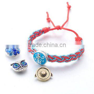 2015 new cheap braid 18mm Ginger Snap Button Bracelet DIY charm Interchangeable handmade pulseras Snap Bracelets