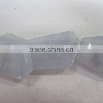 Wholesale Tumbled Flat Loosen Faceted Gemstone Supplier Blue Chalcedony photo-2