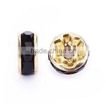 Gold Plated Jet Black Color #280 Rhinestone Jewelry Rondelle Spacer Beads Variation Color and Size 4mm/6mm/8mm/10mm photo-2