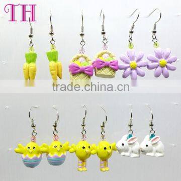 custom child sterile resin flower rabbit shape earring cheap china hook earrings daily wear earrings