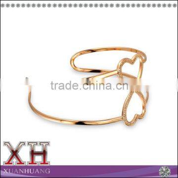 China Ali Express Silver Rose Gold Plated GZ Open Heart Cuff Bracelet