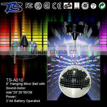 Hanging float mirror ball with soud-motor for stage light