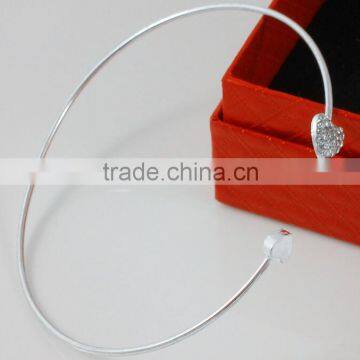 >>2016 New Design Elegant Thin Open Rhinestone Love Heart Cuff Bracelet/ photo-3