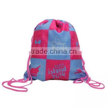 Nylon polyester foldable shopping drawstring nylon bag