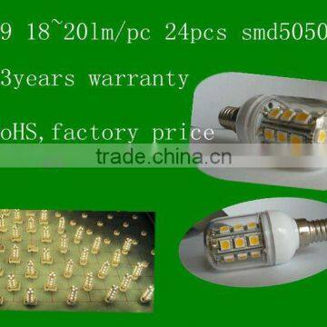 2012 hot sale SMD5050 E14 E27 G9 Led(YF-24SMDS-5050)