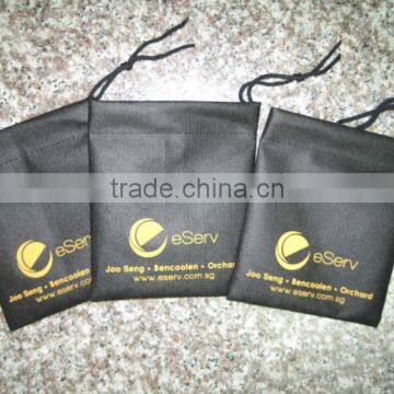 Black non woven drawstring bag