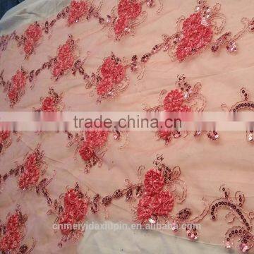 Special Red Fancy Embroideried Lace Fabric Design for Garment And Home Textile