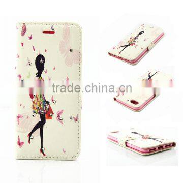 Stand Leather Case for Iphone 7 With Wallet Happiness Girl Design photo-3