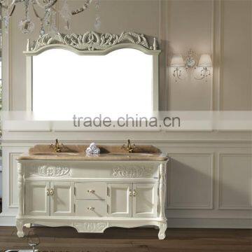 white Classical Solid Wood Bathroom Vanities double sinks Vanities