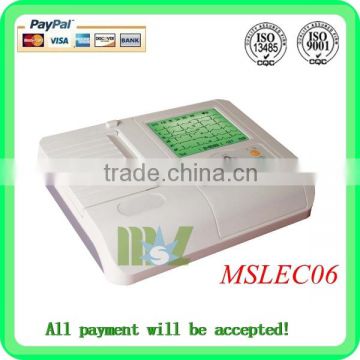 Six channel EGC machine Automatic analysis of digital ecg machine(MSLEC06)