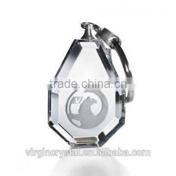 Nice clear crystal octagon keychain with custom logo for wedding gift/souvenir