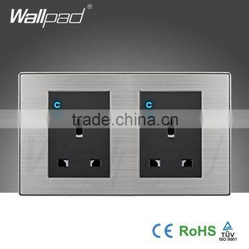 Wholesaler Wallpad Luxury Wall Light Switch Panel Random Click LED Indicator UK Double 1 Gang 3 Pin 13A Socket Switch Outlet