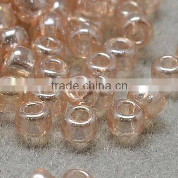 11/0 Glass Seed Beads, Transparent Lustered, PeachPuff Micro Beads(SEED-Q011-F509)