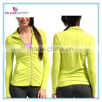 86% nylon 14% spandex dry fit yoga jacket for women