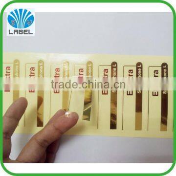 customized clear plastic adhesive labels with gold stamp