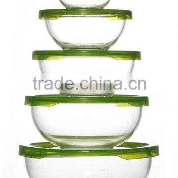 glass salad bowl with lid