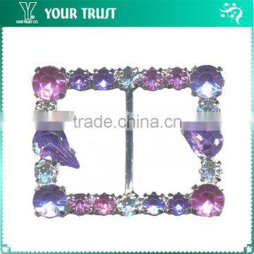 5MM Clear Cystal Rhinestone Pink Round Violet Drop Round Rhodium Metal Belt Buckle