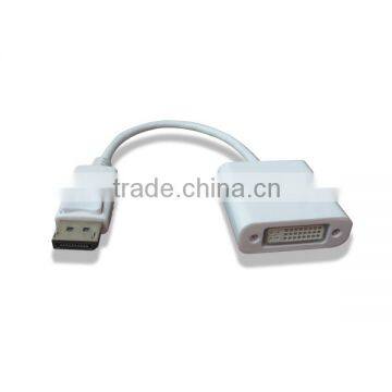 Displayport To DVI LCD LED Monitor Cable Converter Adapter Display Port DP White