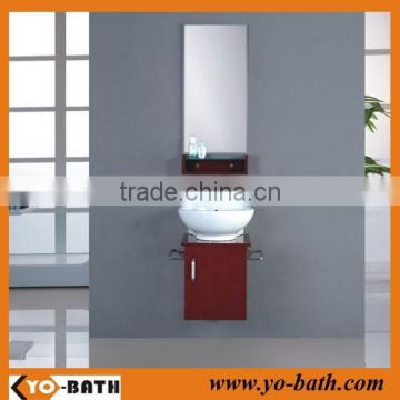 small single sink wall mounted red oak bathroom furniture