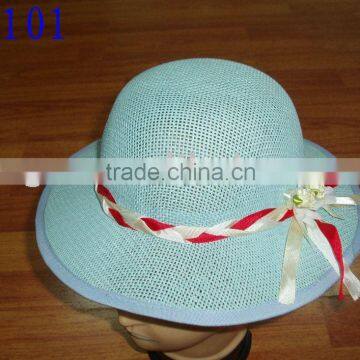 blue children hat, paper woven hat