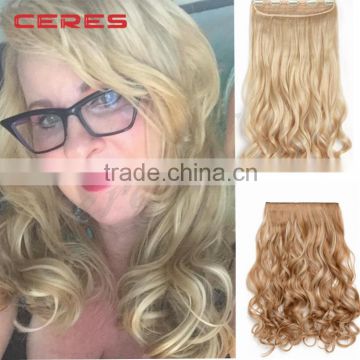 20" 613# curly 3/4 full head synthetic hair extensions clip in hairpieces 5 clips 140g