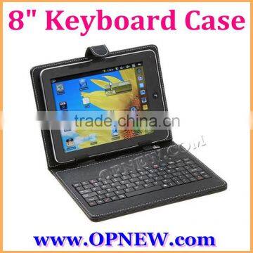 QWERTY USB/mini USB/Micro Keyboard Leather Cover Case Bracket Bag for 8" Tablet PC MID PDA Drop Shipping OPNEW Wholesale