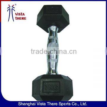 7kg factory wholesale rubber coated hex dumbbell brand new