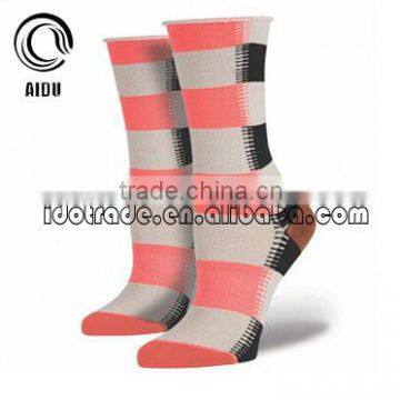 Cotton Colorful Jacquard Wide Stripe Print Fuzzy Custom Sport Sock Crazy Socks Womens Socks