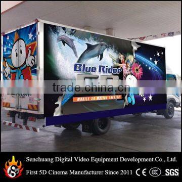 Mobile 5D cinema equipment mini 5D theatre on wheel for teenagers