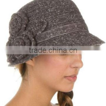 Womens Vintage Style Cloche Bucket Bell Hat with Flower Accent