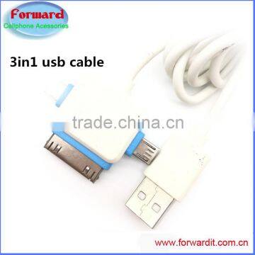 3in1 round samsung ios phone usb charge cable