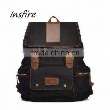 2016 Canvas Leather Backpack Leisure Mens Messenger Bag photo-5