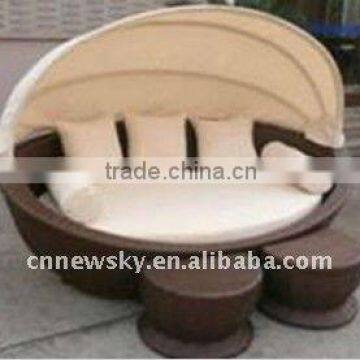 Hot sale modern rattan round bed with canopy                        
                                                Quality Choice