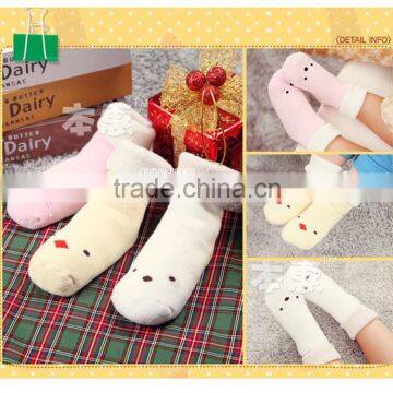 WZ6003 New born baby winter pink thicker socks kids cheap winter socks 2015