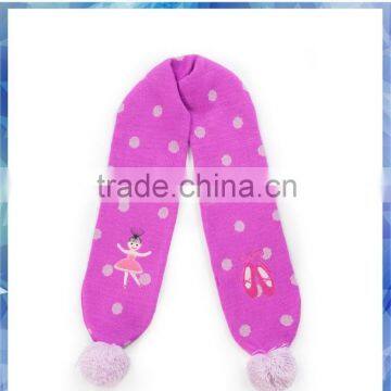 100% acrylic spotty two sided knit scarf with ballerina embroidery
