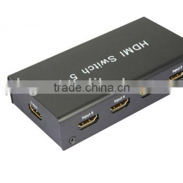 3D 5 way hdmi switch with amplifier and IR remote