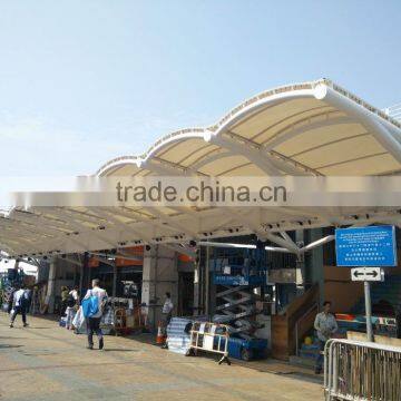 PTFE tensile fabric membrane structure with Against Typhoon structure for stand Coverings in HongKong