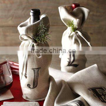 wholesale custom linen gift wine bottle bags