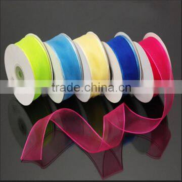 custom transparent top quality webbing nylon plain organza ribbon