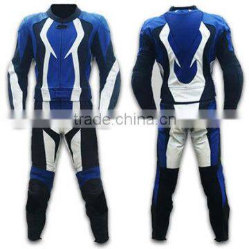 Motorbike Leather Suit(Black, Whit and Blue Combination) photo-1