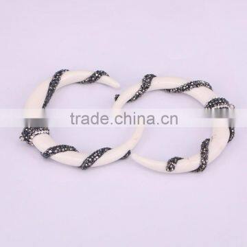 White / Black Resin Gem Pendant, Pave Crystal Twine Around Resin Horn Druzy Pendant photo-5