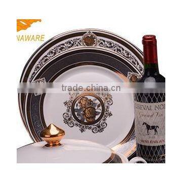 Ceramic Gold Plates in Rose Design of Porcelain Dinnerware Set for 12 Persons photo-2