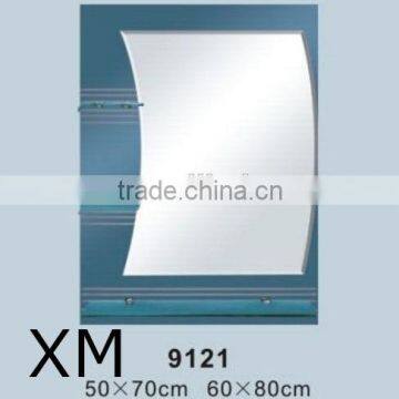 4mm rectangle fancy bath mirror with shelf factory directly sale decorative mirror made in china