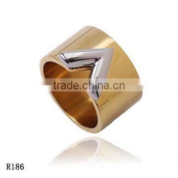 New fashion big wholesale gold plated stainless steel finger ring for men