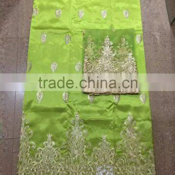 2016 latest design embroidery Indian tulle sequins george lace with blouse fabric in Green