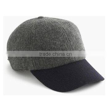 6 panel custom curve brim wool baseball cap