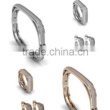 Beelo Silver 925K Sterling Silver Wedding Ring Earring Bracelet Set