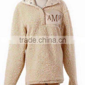 Wholesale Embroidered Button Sherpa Pullover